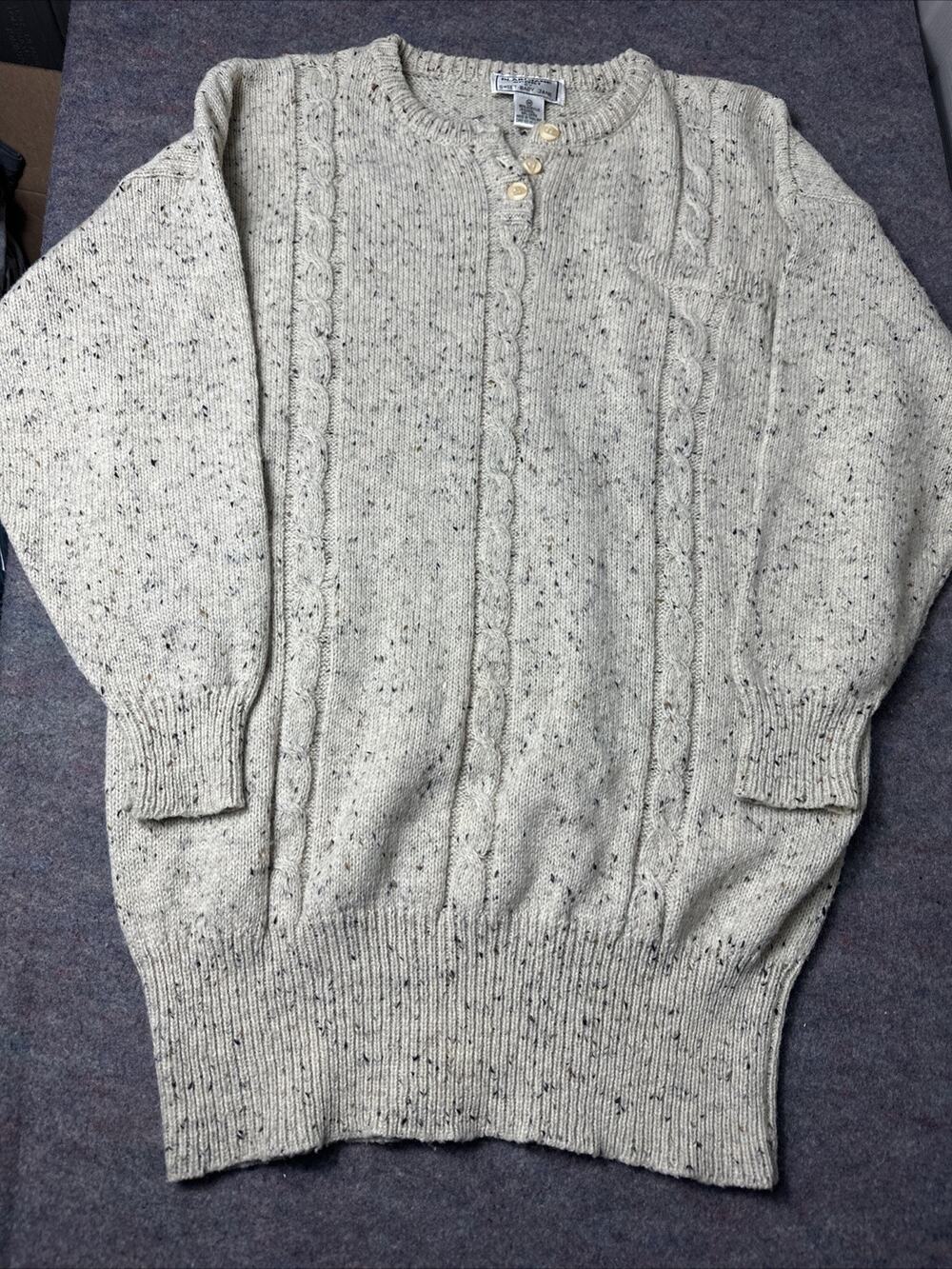Vintage Cable Knit Sweater Mens M Gap Nordic Chunky Beige Casual Grandpa 80s 90s